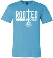 Load image into Gallery viewer, Rooted In Christ Christian Quotes Shirts turquise