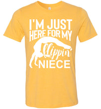 Load image into Gallery viewer, I'm Just Here For My Flippin Niece Gymnastics Aunt Uncle Shirts yellow gold