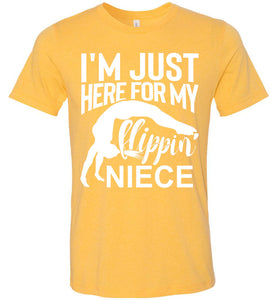 I'm Just Here For My Flippin Niece Gymnastics Aunt Uncle Shirts yellow gold
