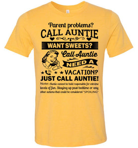 Just Call Auntie T-Shirt | Funny Aunt Shirts | Funny Aunt Gifts yellow