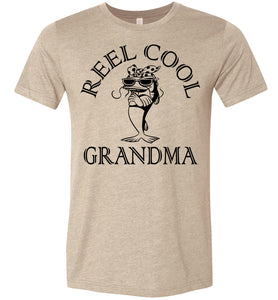 Reel Cool Grandma Funny Fishing Grandma T Shirt tan