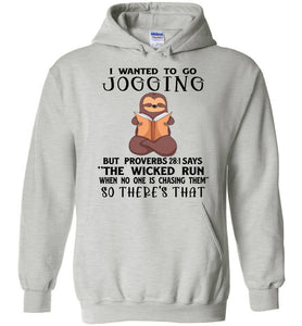 I Wanted To Go Jogging Proverbs 28 Hoodie ash