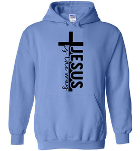 Jesus Is The Way Christian Quote Hoodie blue