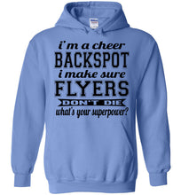 Load image into Gallery viewer, I'm A Cheer Backspot Funny Cheer Backspot Hoodies blue