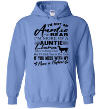 Load image into Gallery viewer, I'm Not An Auntie Bear I'm More Of An Auntie Llama Hoodie carolina blue