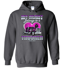 Load image into Gallery viewer, My Heart Belongs To A Trucker Truckers Wife Hoodie charcoal