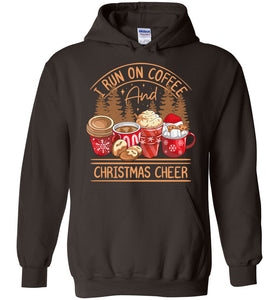I Run On Coffee And Christmas Cheer Christmas Hoodie brown