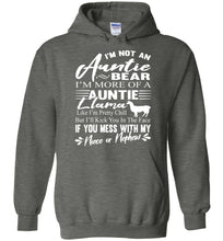 Load image into Gallery viewer, I'm Not An Auntie Bear I'm More Of An Auntie Llama Hoodie White Design
