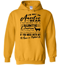 Load image into Gallery viewer, I'm Not An Auntie Bear I'm More Of An Auntie Llama Hoodie gold