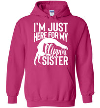 Load image into Gallery viewer, I'm Just Here For My Flippin' Sister Gymnastics Brother Sister Hoodie pink