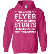 Load image into Gallery viewer, I'm A Cheer Flyer What's Your Superpower? Cheer Flyer Hoodies pink