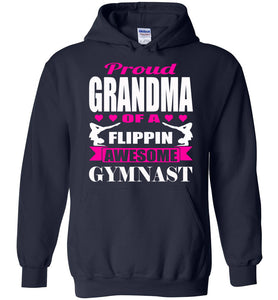 Proud Grandma Of A Flippin Awesome Gymnast Gymnastics Grandma Hoodie navy