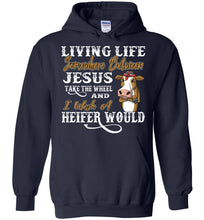 Load image into Gallery viewer, Jesus Take The Wheel I Wish A Heifer Would Funny Hoodie navy
