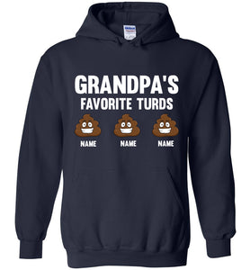 Grandpa's Favorite Turds Funny Grandpa Hoodie  navy