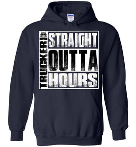 Straight Outta Hours Funny Trucker Hoodie navy