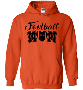 Football Mom Hoodies With Football Heart orange