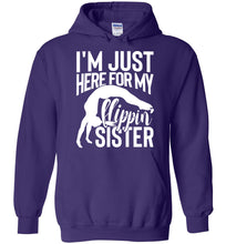 Load image into Gallery viewer, I'm Just Here For My Flippin' Sister Gymnastics Brother Sister Hoodie purple