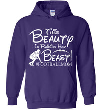 Load image into Gallery viewer, This Beauty Is Raising Her Beast Football Mom Hoodies purple