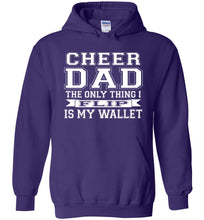 Load image into Gallery viewer, Cheer Dad Hoodie, The Only Thing I Flip Is My Wallet purple