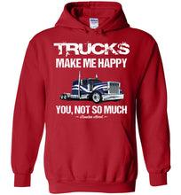 Load image into Gallery viewer, Trucks Make Me Happy You Not So Much Trucker Hoodies red