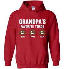Load image into Gallery viewer, Grandpa's Favorite Turds Funny Grandpa Hoodie  red