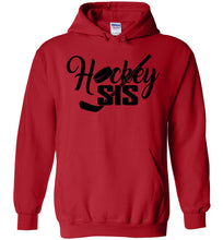 Load image into Gallery viewer, Hockey Sis Hockey Sister Hoodie red