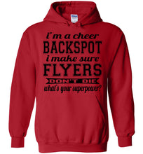 Load image into Gallery viewer, I'm A Cheer Backspot Funny Cheer Backspot Hoodies red