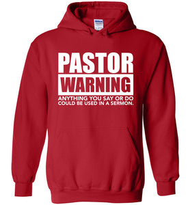 Pastor Warning Funny Pastor Hoodie red