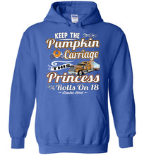 Load image into Gallery viewer, Keep The Pumpkin Carriage Women's Trucker Hoodie royal