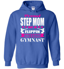Load image into Gallery viewer, Proud Step Mom Of A Flippin Awesome Gymnast Gymnastics Mom Hoodie royal