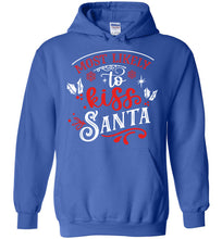 Load image into Gallery viewer, Most Likely To Kiss Santa Funny Christmas Hoodies royal