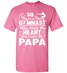 Gymnast Stole My Heart She Calls Me Papa Gymnastics Shirts For Parents pink
