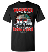 Load image into Gallery viewer, Washed In The Blood Christian Trucker Shirts black