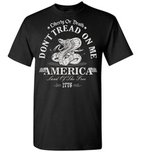 Load image into Gallery viewer, Liberty Or Death Don't Tread On Me T Shirt black