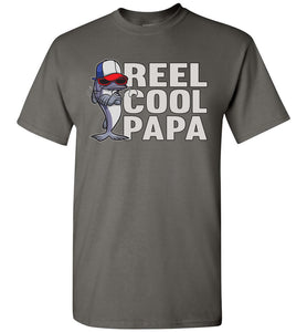 Reel Cool Papa Fishing Tee Shirts charcoal