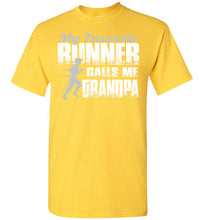 Load image into Gallery viewer, My Favorite Runner Calls Me Grandpa Track Grandpa Shirts yellow