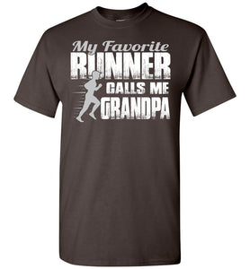 My Favorite Runner Calls Me Grandpa Track Grandpa Shirts brown