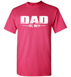 Dad EST. 2019 New Dad T-Shirts pink