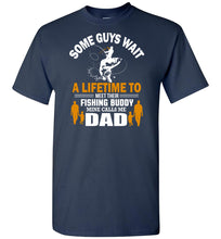 Load image into Gallery viewer, Fishing Budy Mine Calls Me Dad Fishing Shirt navy