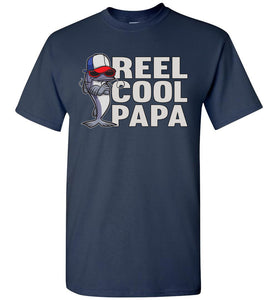 Reel Cool Papa Fishing Tee Shirts navy