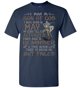 Son Of God Born In Month Christian Quote Shirts navy