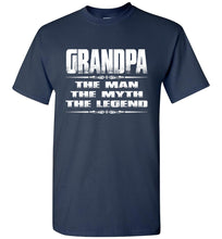 Load image into Gallery viewer, Grandpa The Man The Myth The Legend T Shirt navy