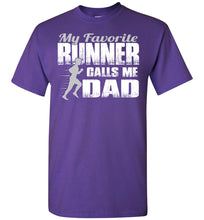 Load image into Gallery viewer, My Favorite Runner Calls Me Dad Track Dad Shirt purple