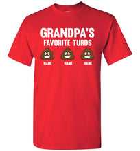 Load image into Gallery viewer, Grandpa's Favorite Turds Funny Grandpa Shirts red