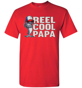 Reel Cool Papa Fishing Tee Shirts red