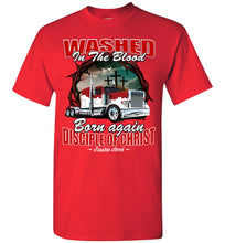 Load image into Gallery viewer, Washed In The Blood Christian Trucker Shirts red