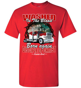 Washed In The Blood Christian Trucker Shirts red