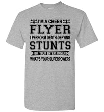 Load image into Gallery viewer, I'm A Cheer Flyer Funny Cheer Flyer Shirts youth sports gray