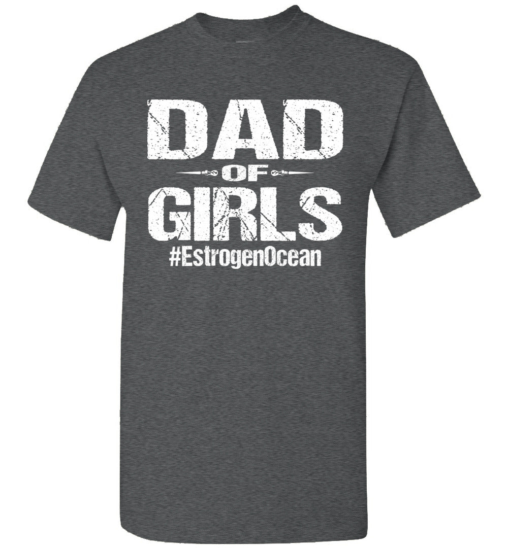 Dad of Girls Outnumbered Funny Girl Dad Baseball Sleeve Shirt