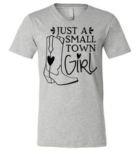 Load image into Gallery viewer, Just A Small Town Girl Country Cowgirl T Shirts v-neck gray